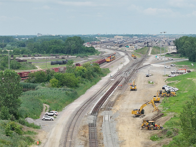 Aerial view of construction at Galesburg