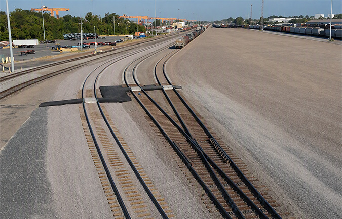 The new tracks, shown here on the south end of the yard, opened for service in early September.