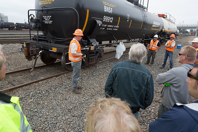 Pat Brady leads a hazmat training exercise.